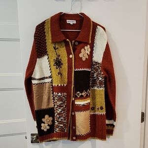 21" Marie Claire Colorful Patchwork Cardigan